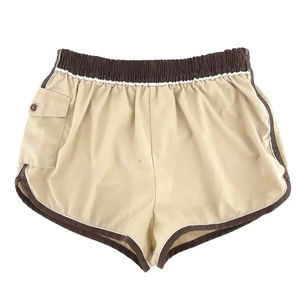 80s tan brown swim trunks 1980s vintage